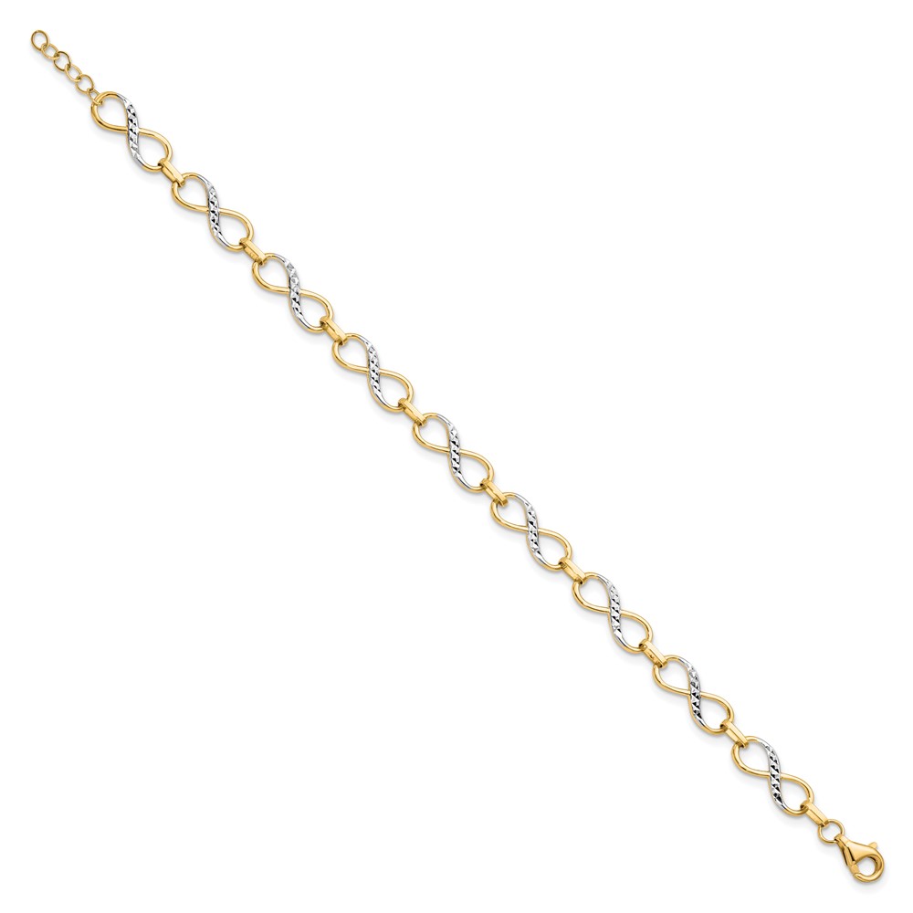 10K w/Rhodium D/C Infinity Fancy Bracelet - 1