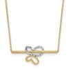 10K Rhodium-plated Polished D/C Butterfly Bar Necklace - 0