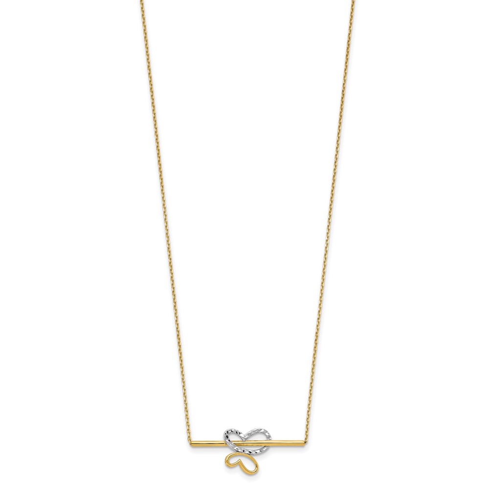 10K Rhodium-plated Polished D/C Butterfly Bar Necklace - 1
