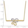 10K Rhodium-plated Polished D/C Butterfly Bar Necklace - 3