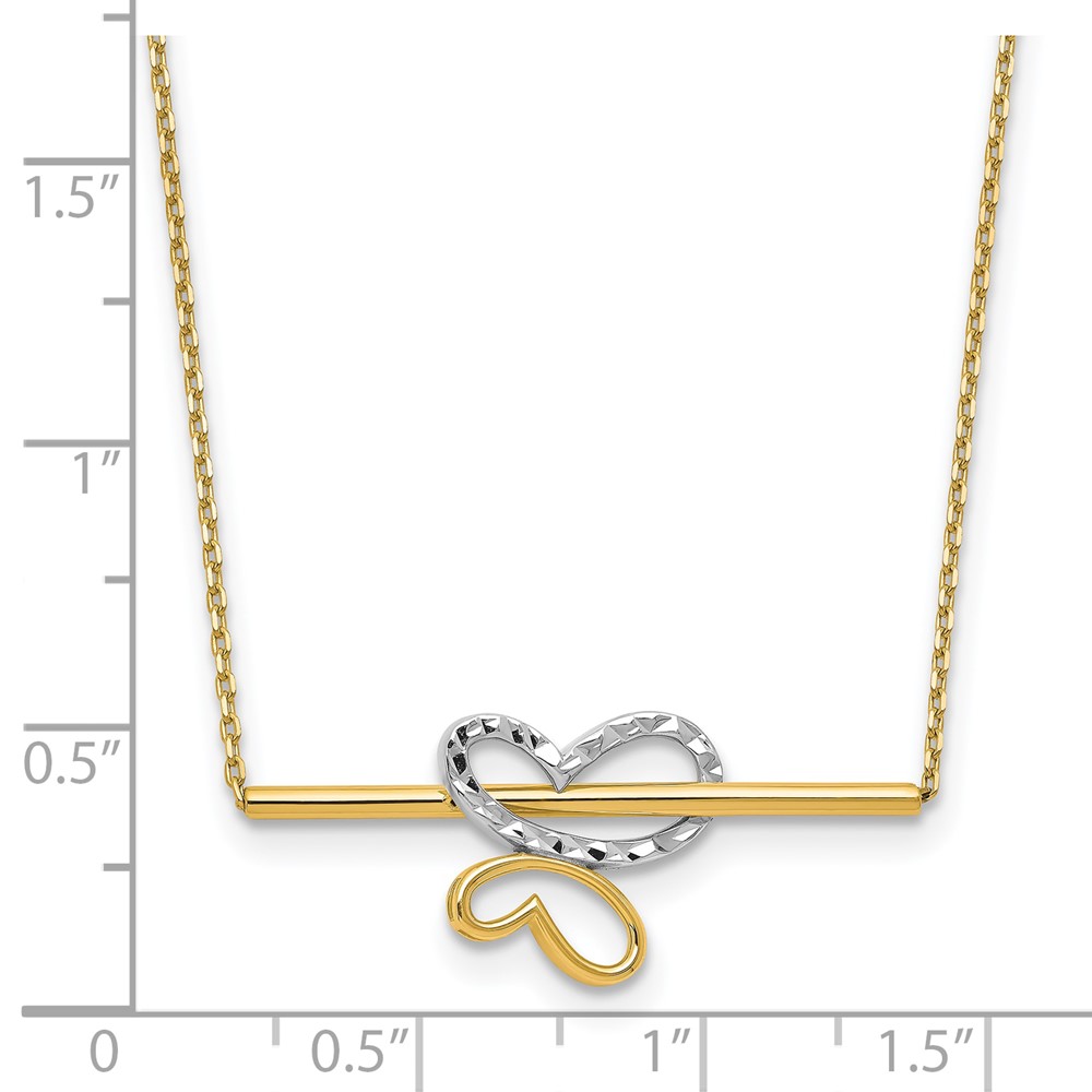 10K Rhodium-plated Polished D/C Butterfly Bar Necklace - 3