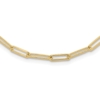 10K Polished and Textured Paperclip Link Necklace - 0