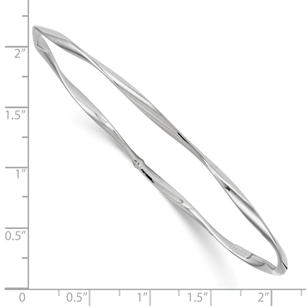 10K White Gold Polished Twisted Slip-on Bangle - 1