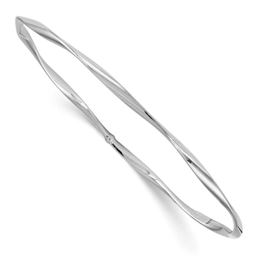 10K White Gold Polished Twisted Slip-on Bangle - 0