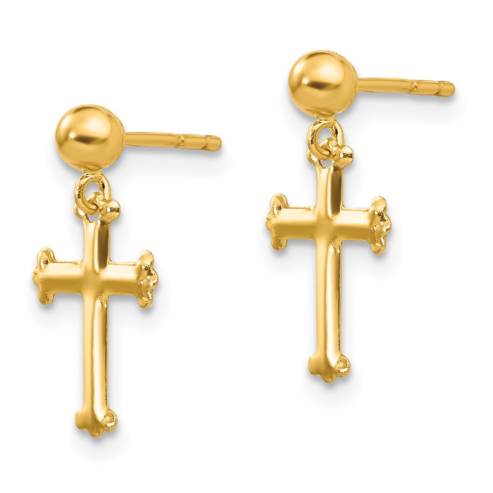 10K Cross Dangle Post Earrings - 1 10K Cross Dangle Post Earrings - 1