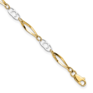 10k Two-Tone 7in Polished Fancy Link Bracelet - 0