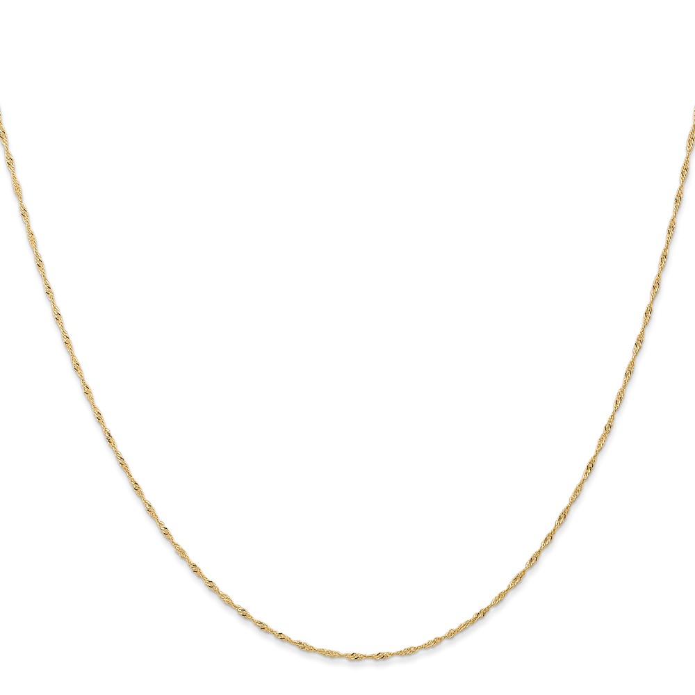 14K 24 inch Carded 1mm Singapore with Spring Ring Clasp Chain - 1