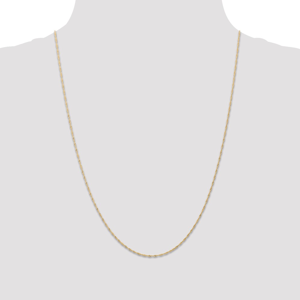 14K 24 inch Carded 1mm Singapore with Spring Ring Clasp Chain - 3
