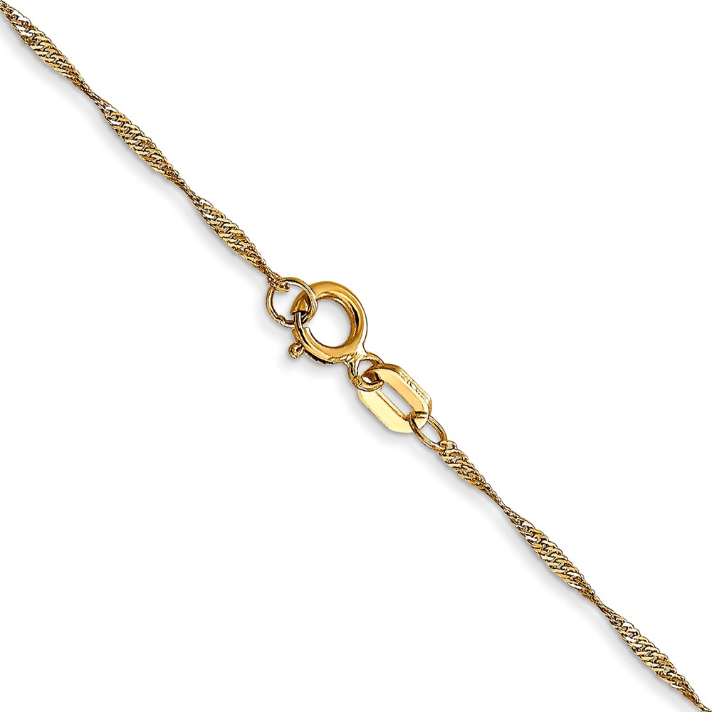 14K 24 inch Carded 1mm Singapore with Spring Ring Clasp Chain - 2