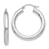 10K White Gold Polished 4mm Tube Hoop Earrings - 0