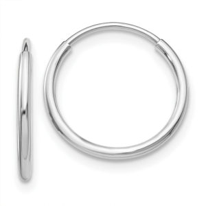 10K White Gold 1.2mm Endless Hoop Earrings - 0