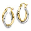 10K Two-tone Textured Twist Hoop Earrings - 1