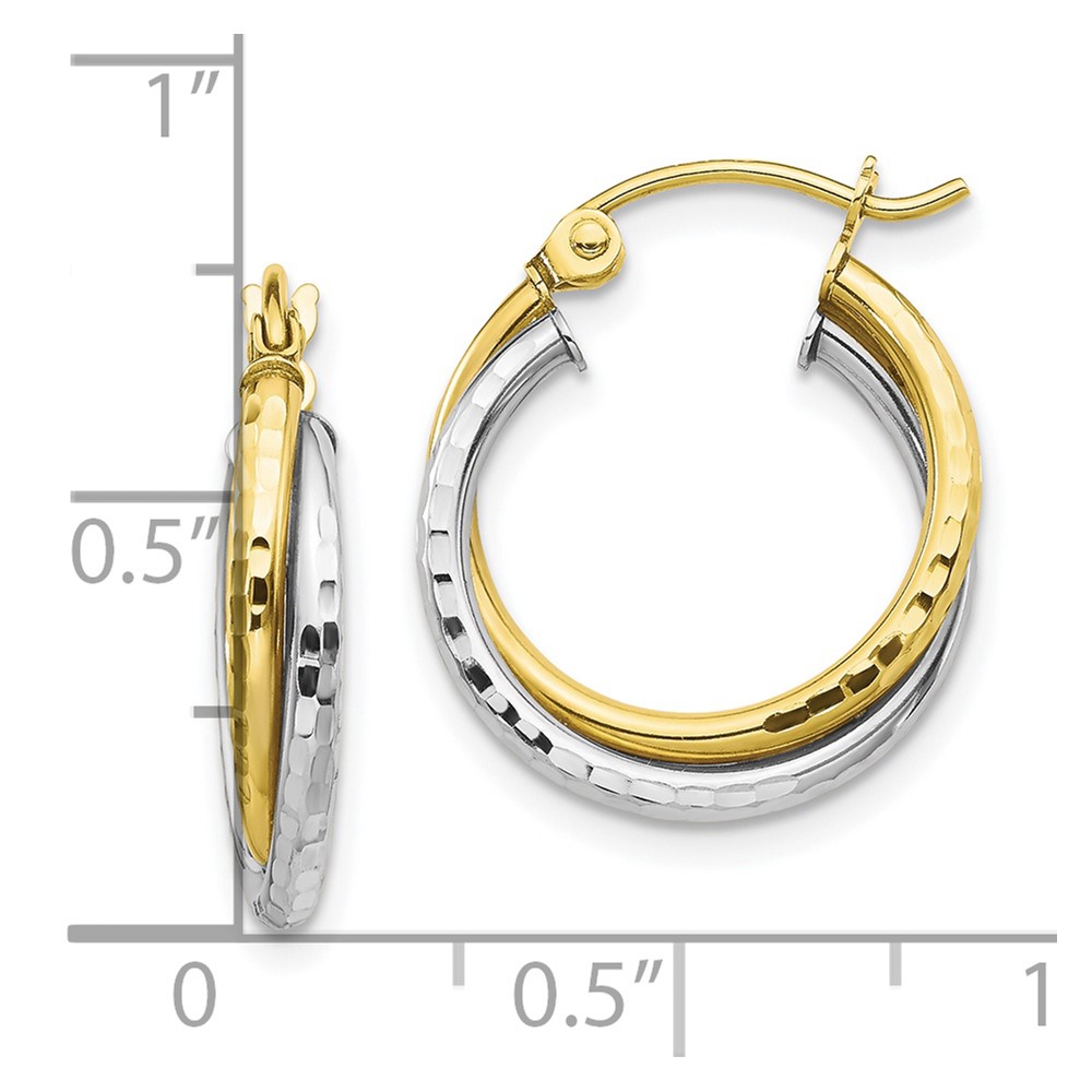 10K Two-tone Textured Twist Hoop Earrings - 3
