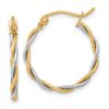 10k Two-tone Polished 1.8mm Twisted Hoop Earrings - 0 10k Two-tone Polished 1.8mm Twisted Hoop Earrings - 0