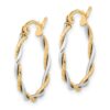 10k Two-tone Polished 1.8mm Twisted Hoop Earrings - 1 10k Two-tone Polished 1.8mm Twisted Hoop Earrings - 1