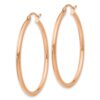 10k Rose Gold Polished 2mm Lightweight Tube Hoop Earrings - 1