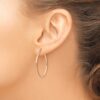 10k Rose Gold Polished 2mm Lightweight Tube Hoop Earrings - 2