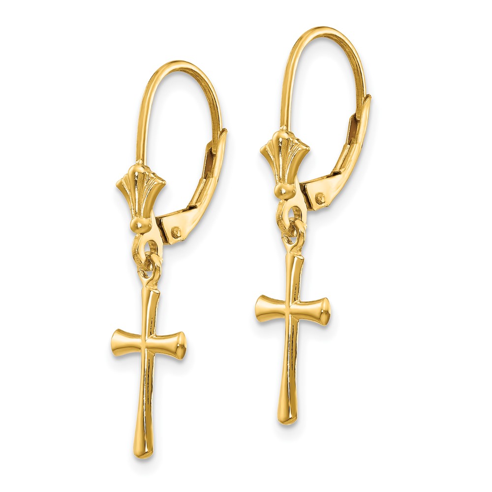 10K Cross Leverback Earrings - 1