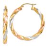 10k Tri-color Light Twisted Hoop Earrings - 0