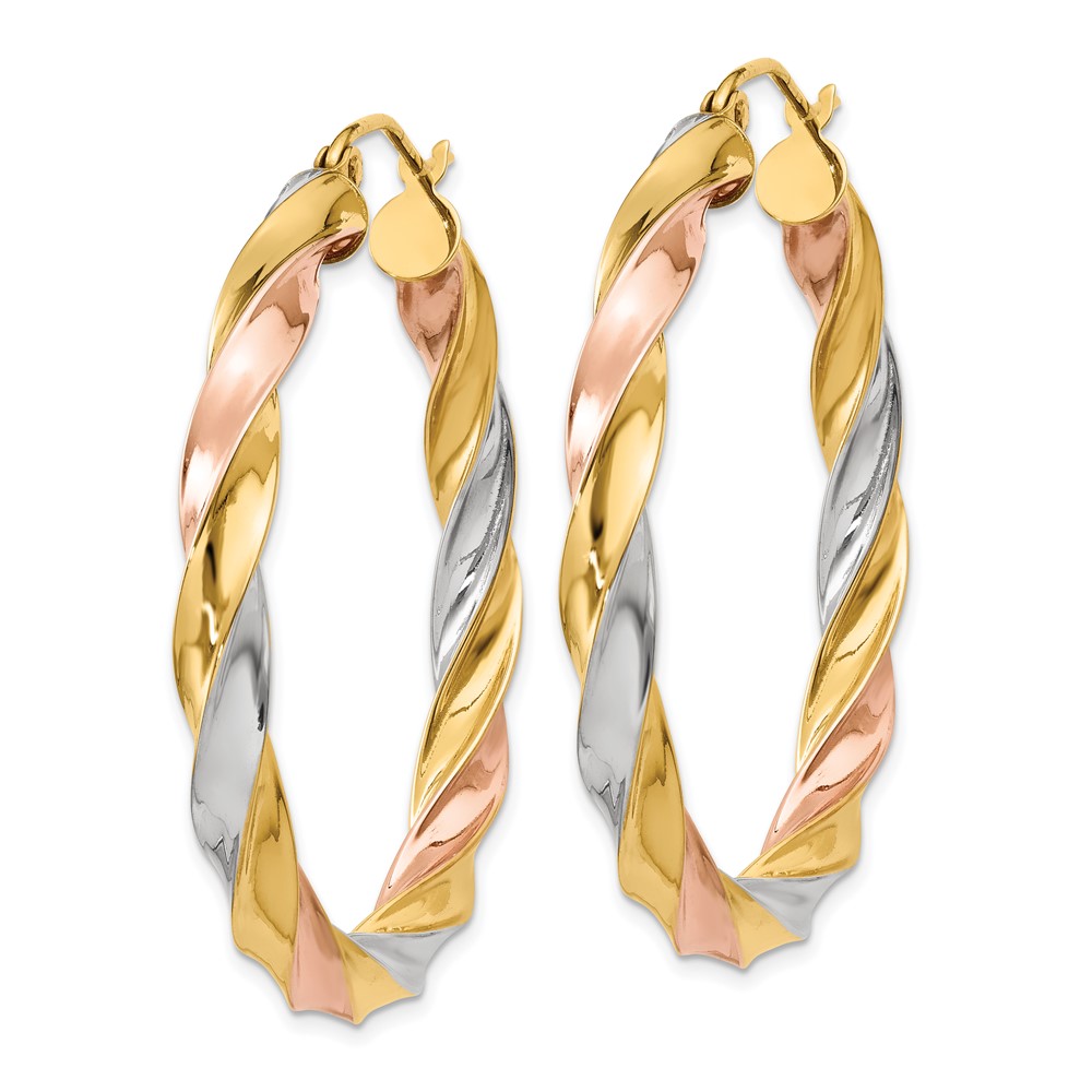 10k Tri-color Light Twisted Hoop Earrings - 1