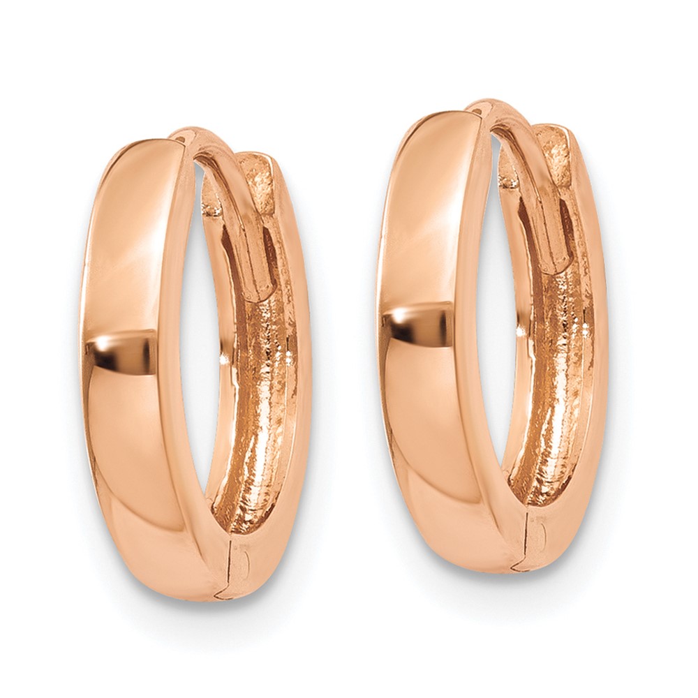 10k Rose Gold Round Hinged Hoop Earrings - 1