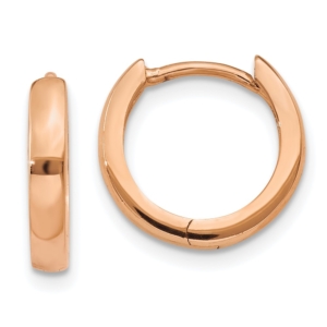 10k Rose Gold Round Hinged Hoop Earrings - 0