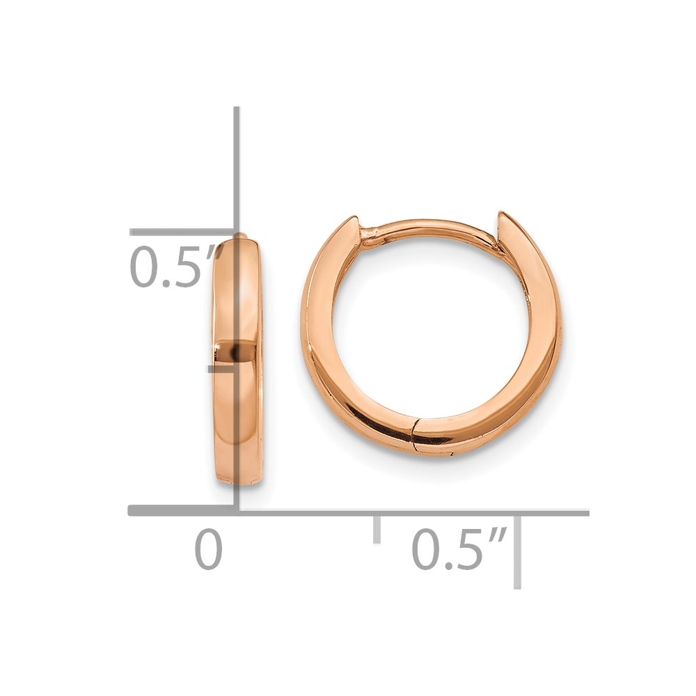 10k Rose Gold Round Hinged Hoop Earrings - 3