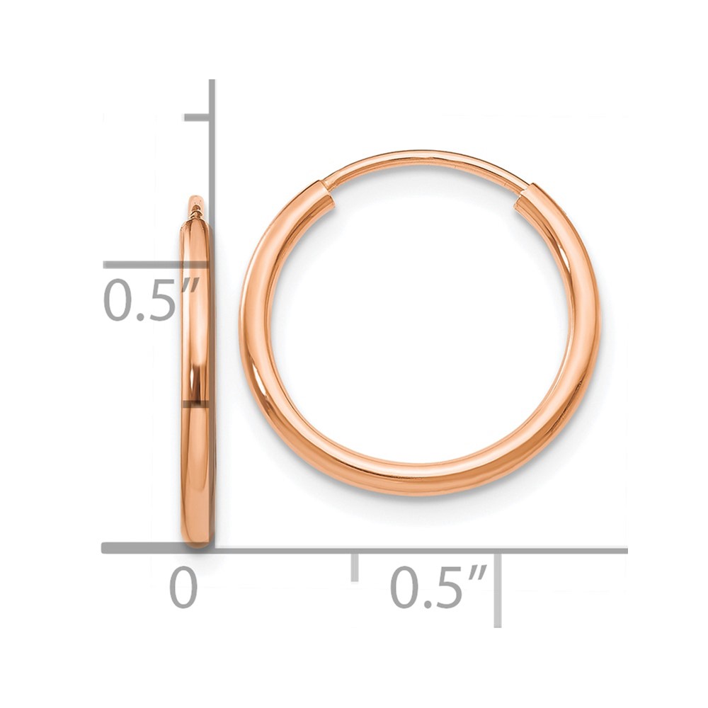 10k Rose Gold Polished Endless Tube Hoop Earrings - 3