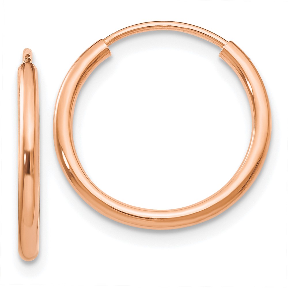10k Rose Gold Polished Endless Tube Hoop Earrings - 0