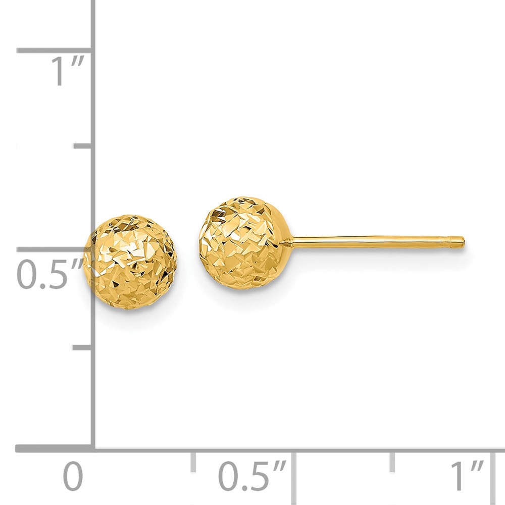 10k 6mm Diamond-Cut Ball Post Earrings - 3