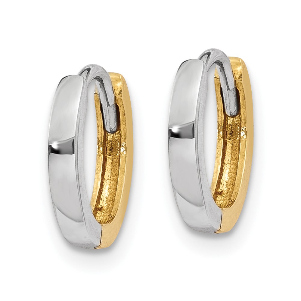 10k Two-tone 1.50mm Hinged Hoop Earrings - 1