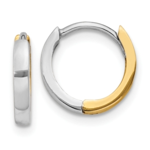 10k Two-tone 1.50mm Hinged Hoop Earrings - 0
