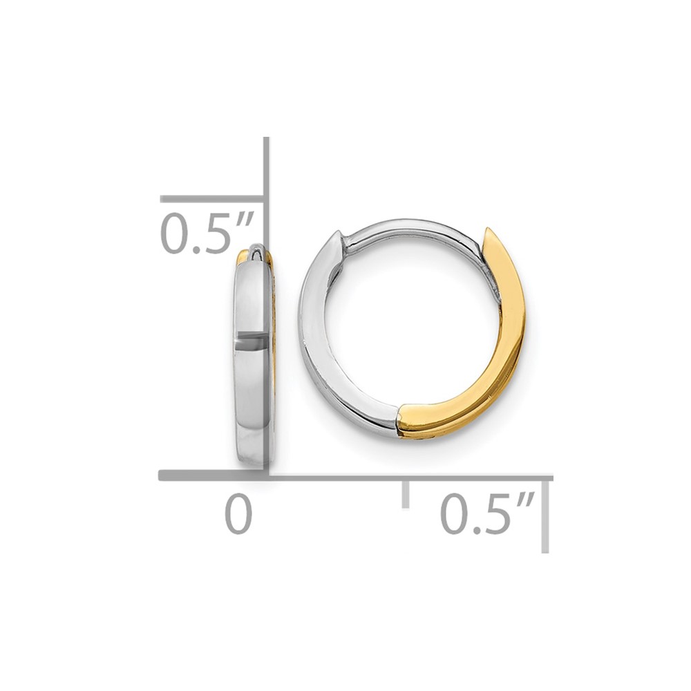 10k Two-tone 1.50mm Hinged Hoop Earrings - 2