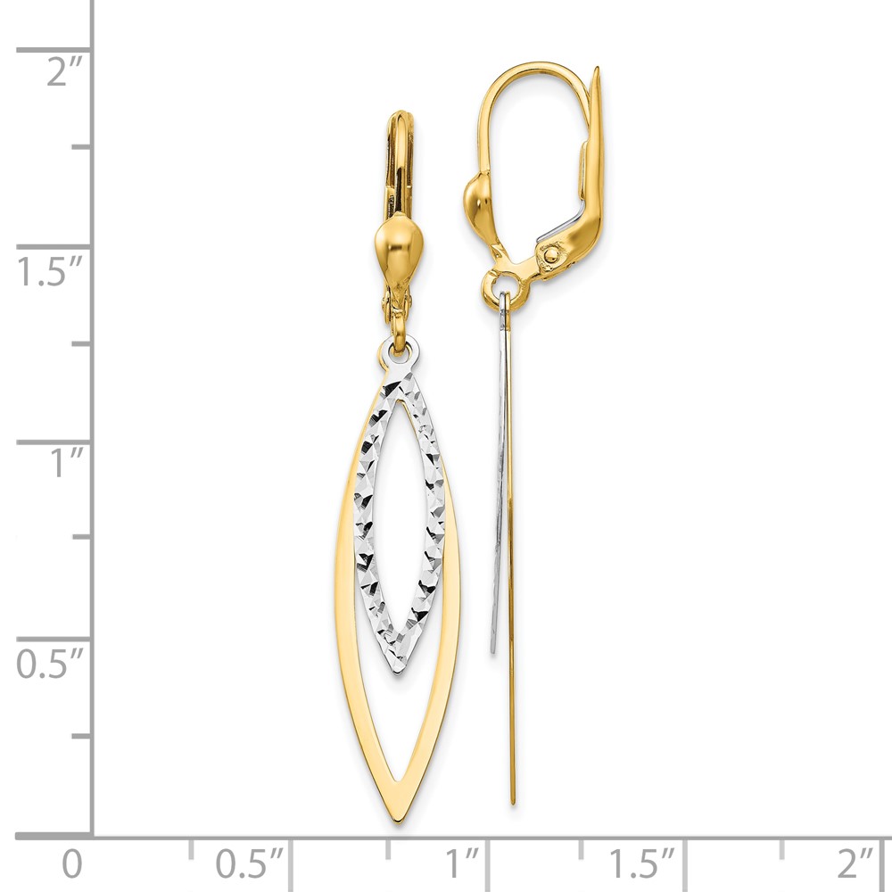 10k Two-tone Diamond-cut Leverback Earrings - 3