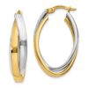 10k Two-tone Oval Hoop Earrings - 0
