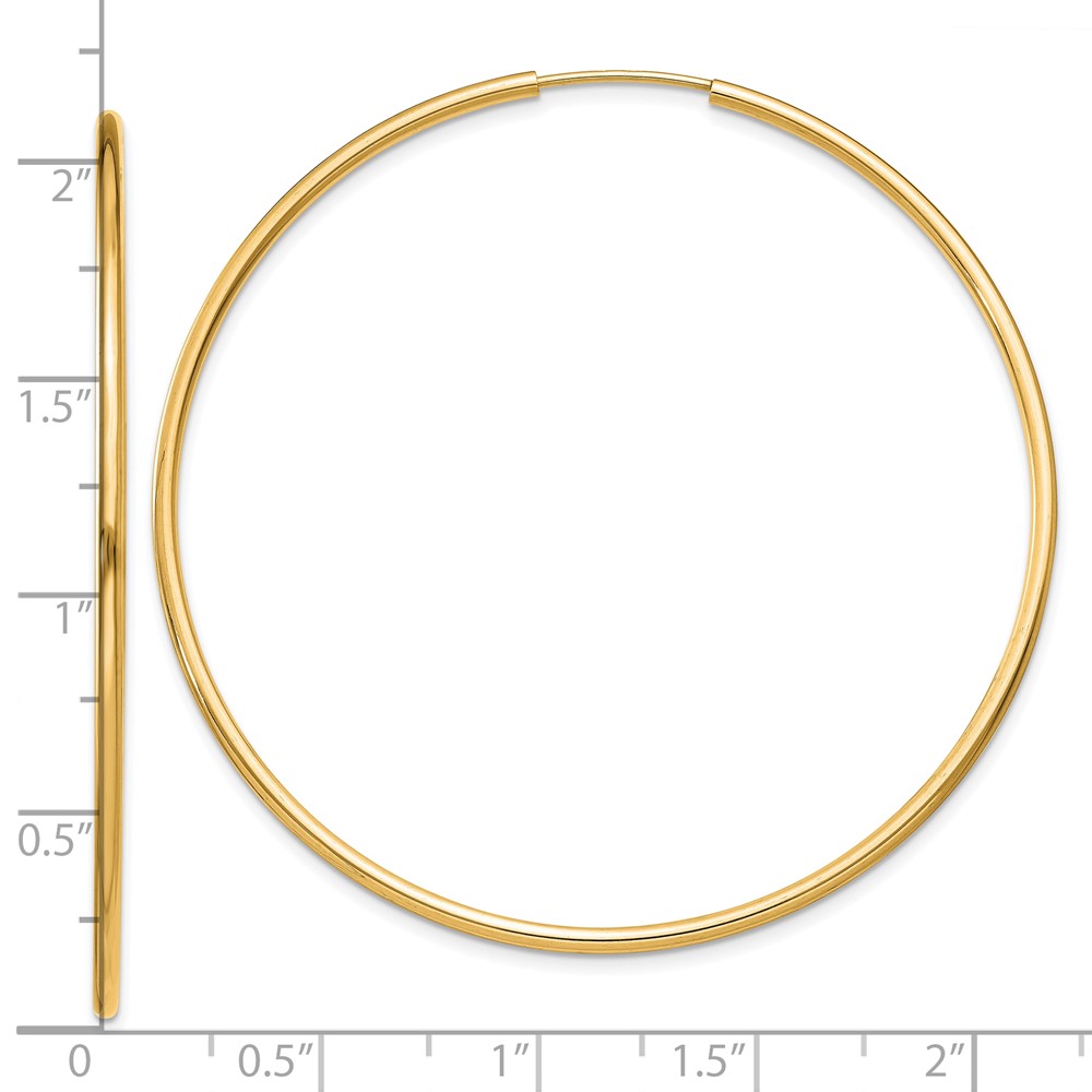 10k 1.5mm Polished Round Endless Hoop Earrings - 3 10k 1.5mm Polished Round Endless Hoop Earrings - 3