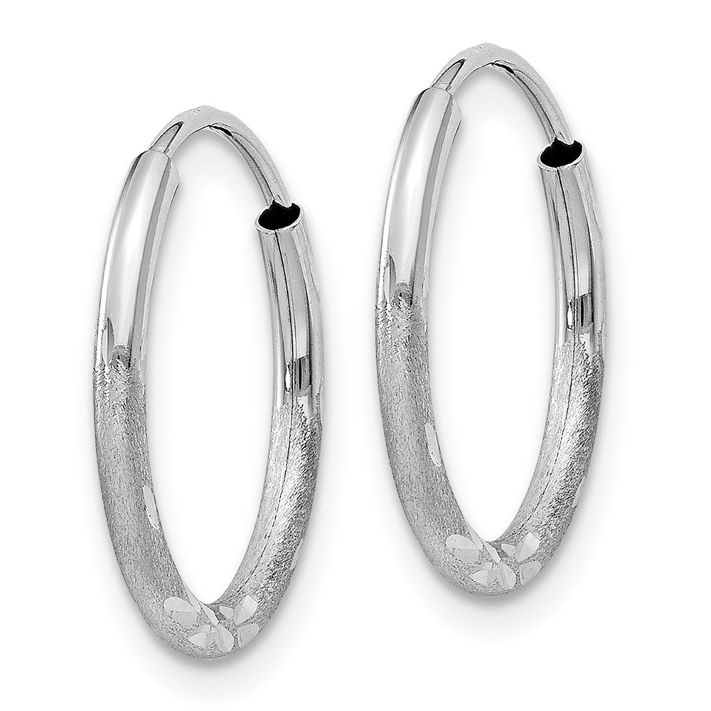 10k White Gold 1.5mm Diamond-cut Endless Hoop Earrings - 1