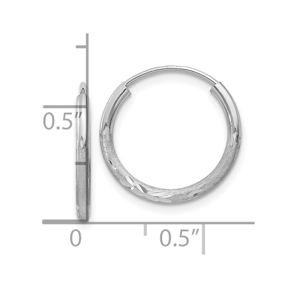 10k White Gold 1.5mm Diamond-cut Endless Hoop Earrings - 3