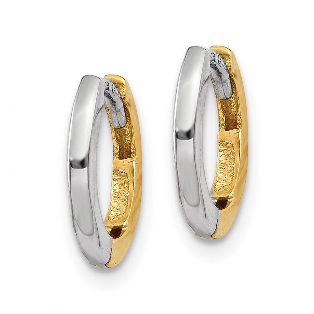 10k Two-tone Mini 1.35mm Round Hinged Hoop Earrings - 1 10k Two-tone Mini 1.35mm Round Hinged Hoop Earrings - 1