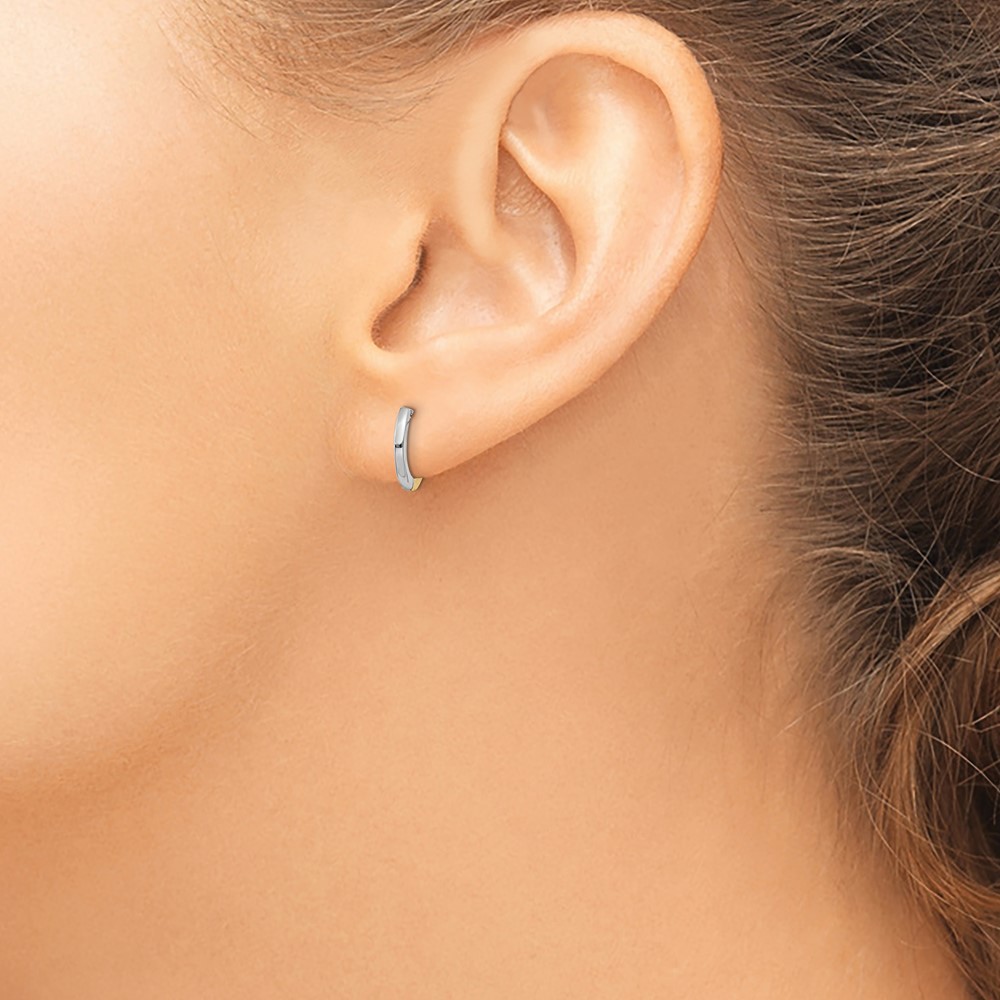 10k Two-tone Mini 1.35mm Round Hinged Hoop Earrings - 2 10k Two-tone Mini 1.35mm Round Hinged Hoop Earrings - 2