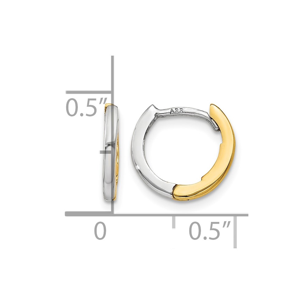 10k Two-tone Mini 1.35mm Round Hinged Hoop Earrings - 3 10k Two-tone Mini 1.35mm Round Hinged Hoop Earrings - 3