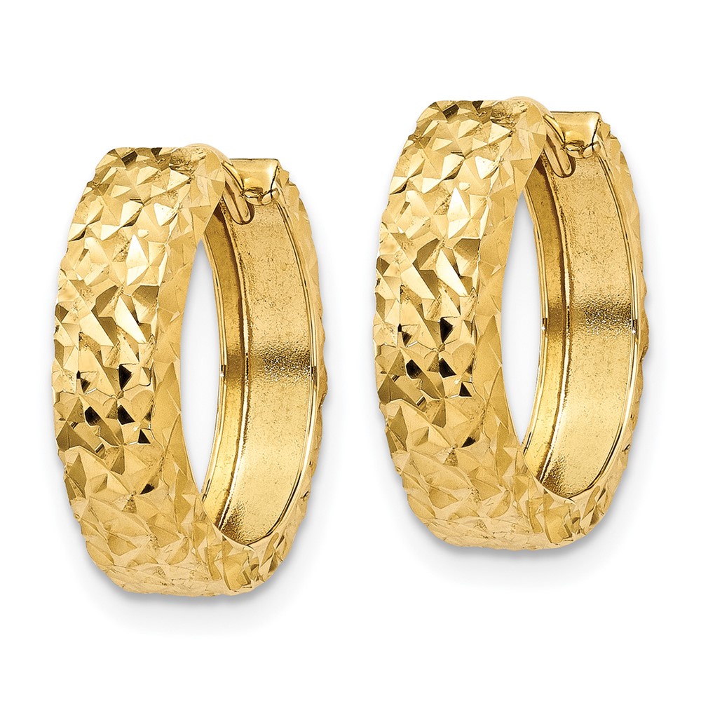 10k Diamond-cut Hinged Hoop Earrings - 1 10k Diamond-cut Hinged Hoop Earrings - 1