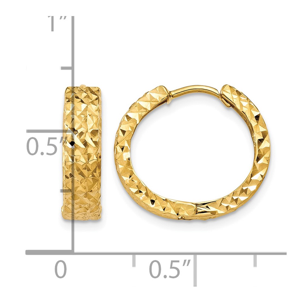 10k Diamond-cut Hinged Hoop Earrings - 3 10k Diamond-cut Hinged Hoop Earrings - 3