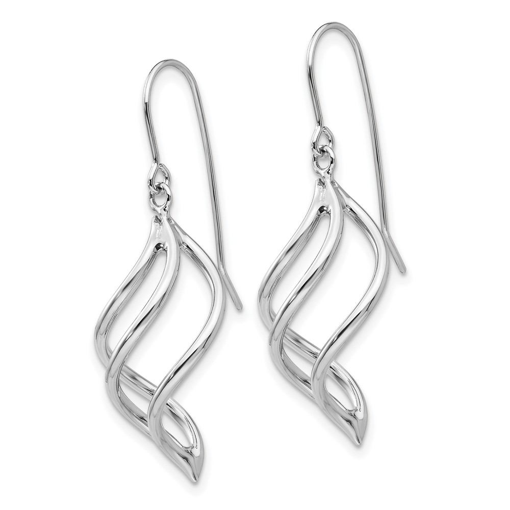 10k White Gold Swirl Dangle Earrings - 1
