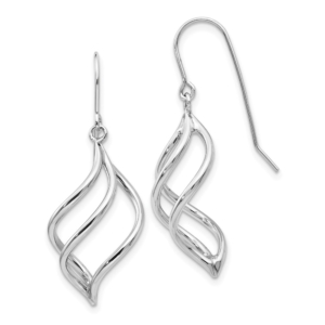 10k White Gold Swirl Dangle Earrings - 0