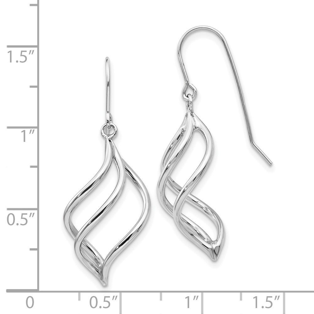 10k White Gold Swirl Dangle Earrings - 3