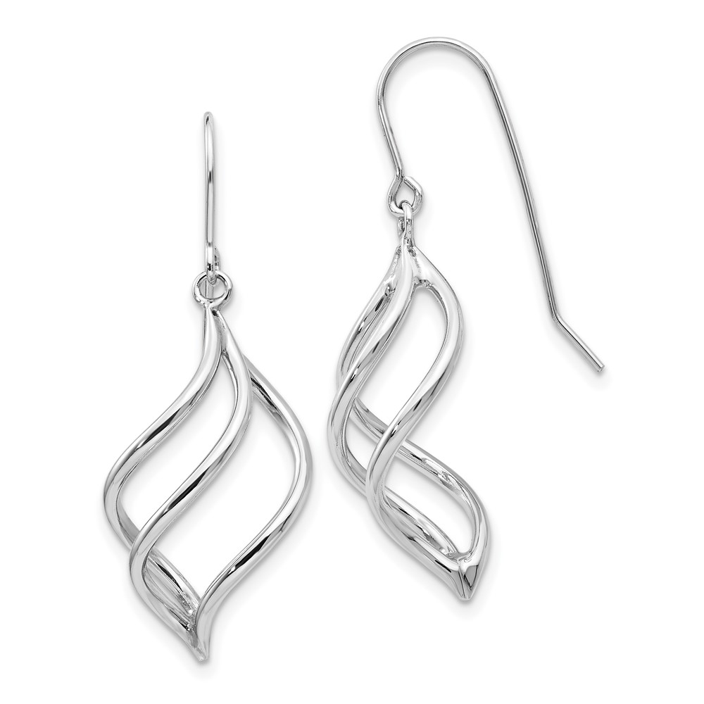 10k White Gold Swirl Dangle Earrings - 0
