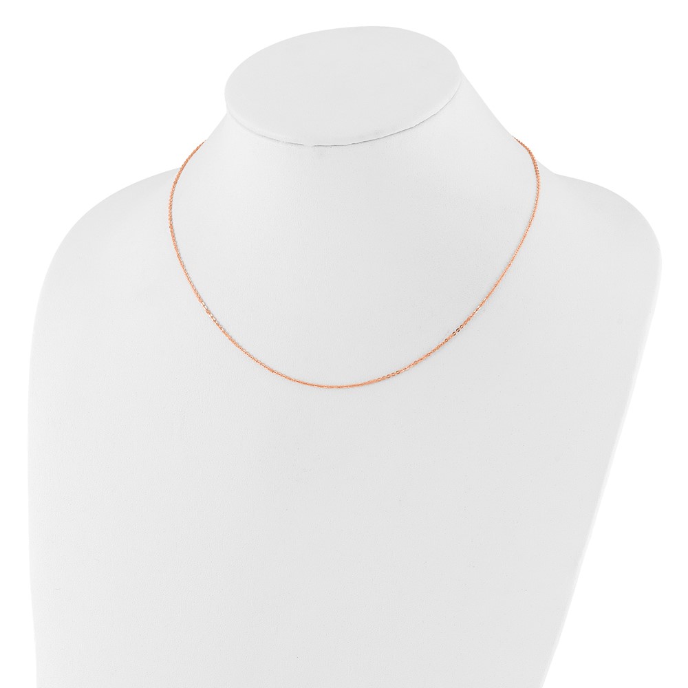 14k Rose Gold 1.2mm Flat Cable 1in+1in Adjustable Chain - 2
