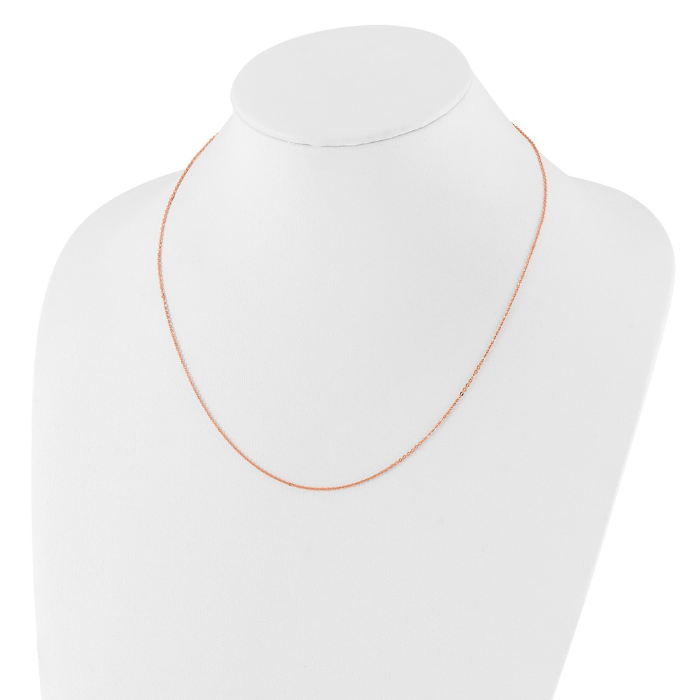 14k Rose Gold 1.2mm Flat Cable 1in+1in Adjustable Chain - 4