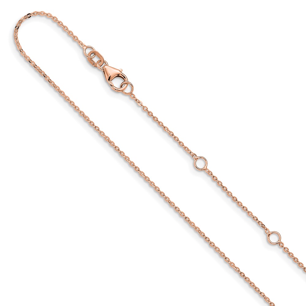 14k Rose Gold 1.2mm Flat Cable 1in+1in Adjustable Chain - 0